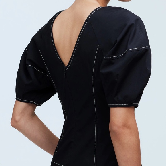 MADEWELL Puff-Sleeve Drop-Waist Midi Dress - Picture 4 of 12
